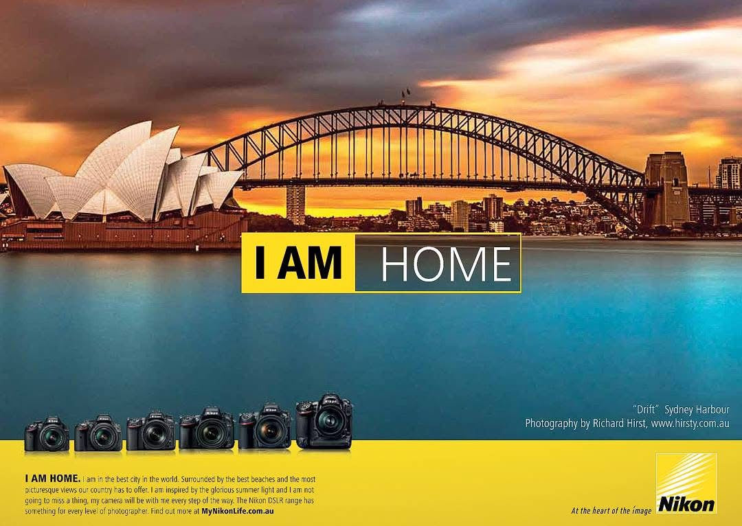 Nikon's I AM HOME advertisement featuring Drift, Sydney Harbour by Richard Hirst