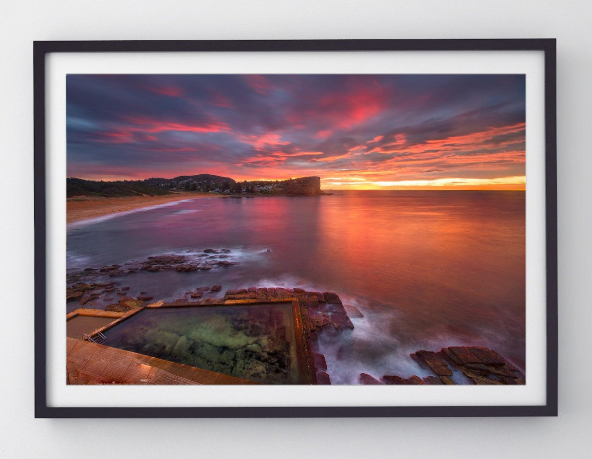 Pink Sunrise, Avalon Rock Pool print