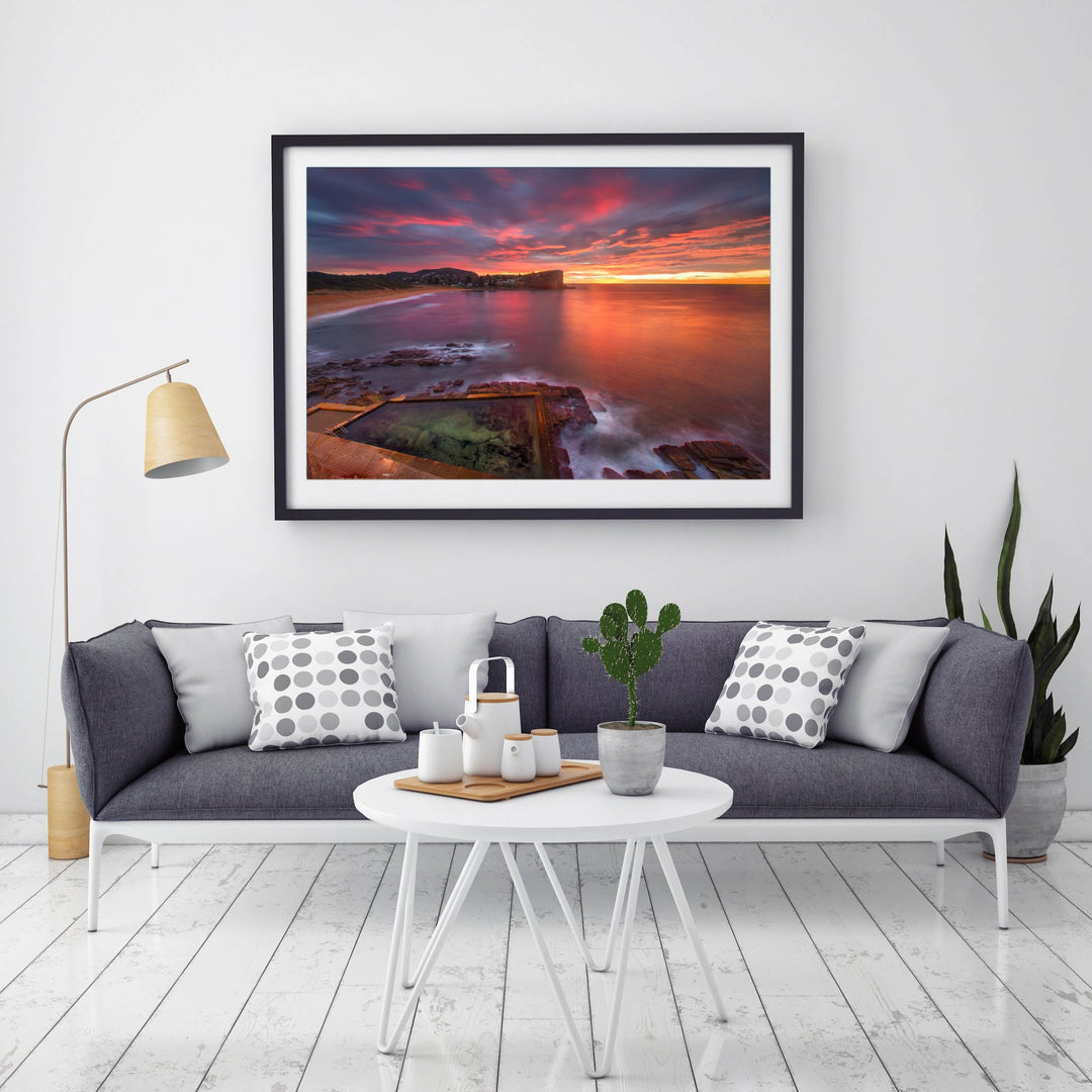 Pink Sunrise, Avalon Rock Pool print