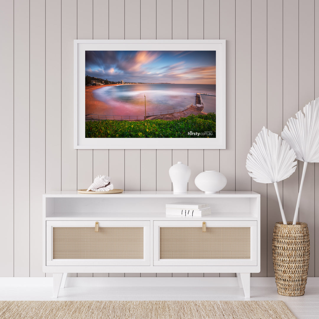 Sun Up, Collaroy Rock Pool print